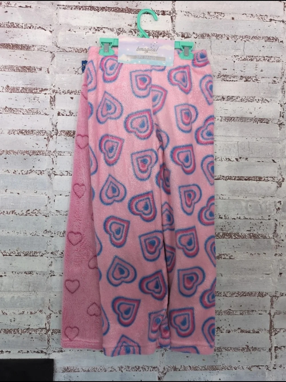 2pk Pink Heart Kids Pj Pants